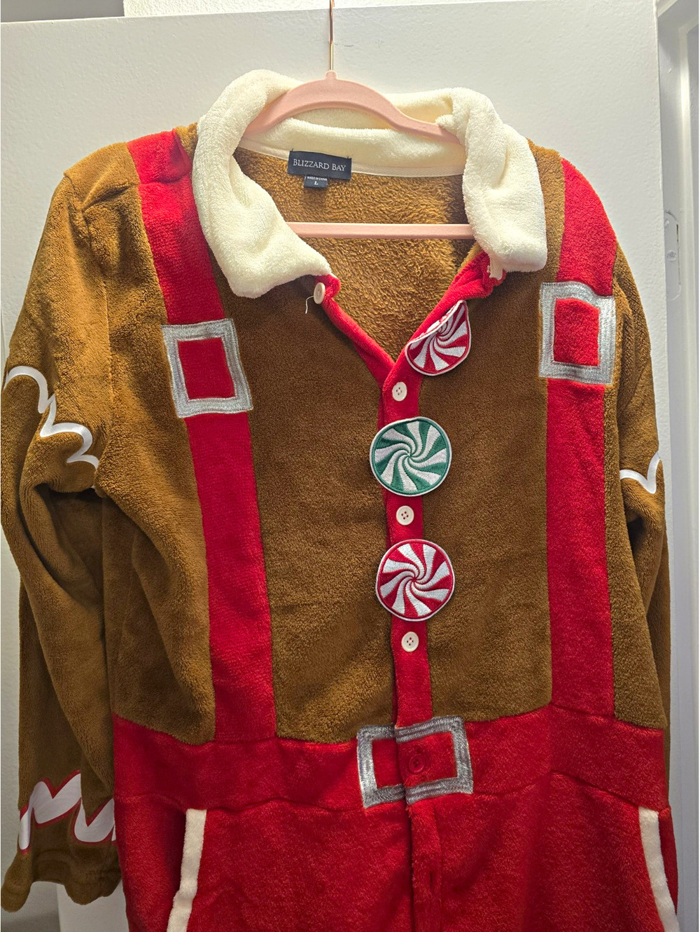Blizzard Bay Gingerbread Man Costume Adult Large Christmas Jumpsuit Candy